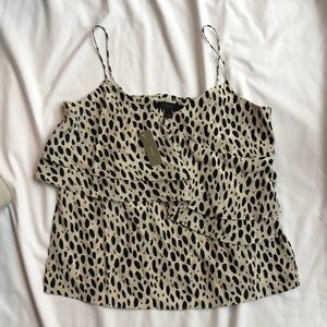 NWT J. Crew Silk Spotted Tank With Ruffle size 2